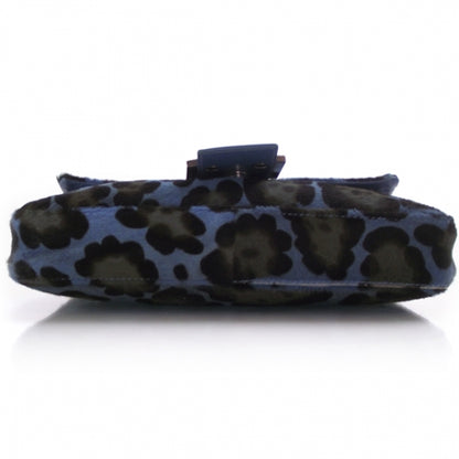Fendi Calf Hair Leopard Print Baguette Blue 5 of 13