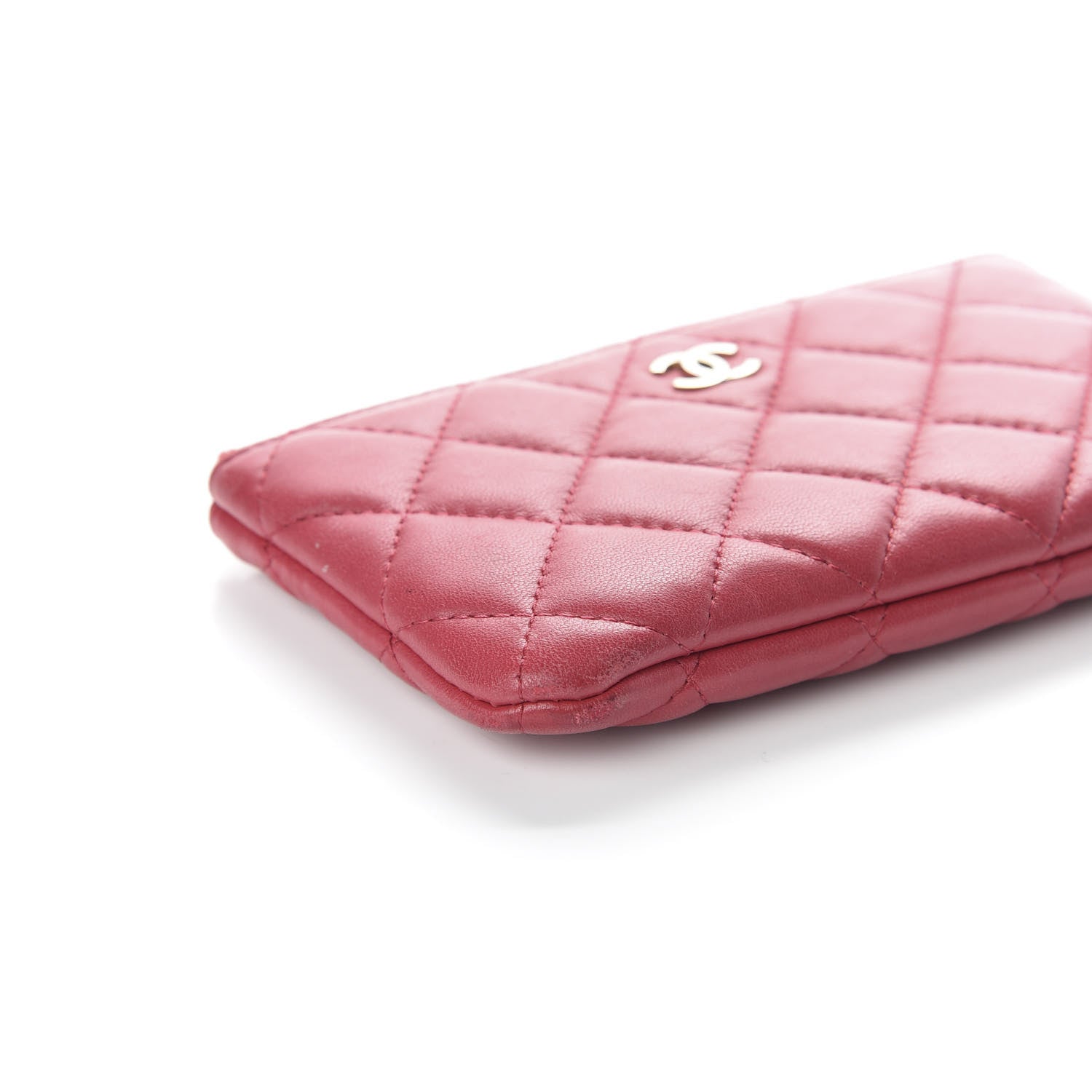 Chanel Lambskin Quilted Small Cosmetic Case Dark Pink 8 of 10