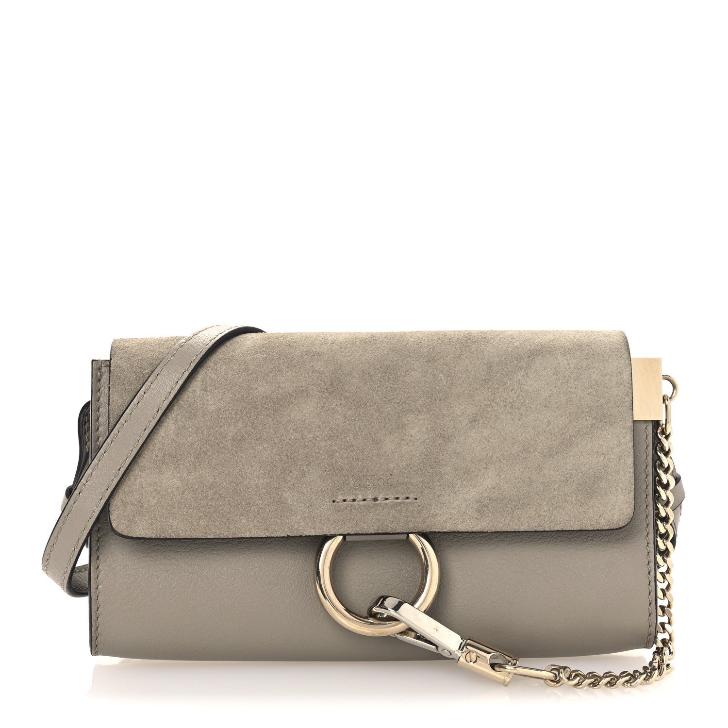 Chloe Suede Calfskin Mini Faye Shoulder Bag Motty Grey 1 of 13