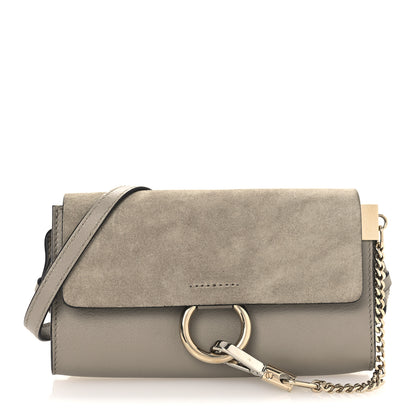 Chloe Suede Calfskin Mini Faye Shoulder Bag Motty Grey 1 of 13