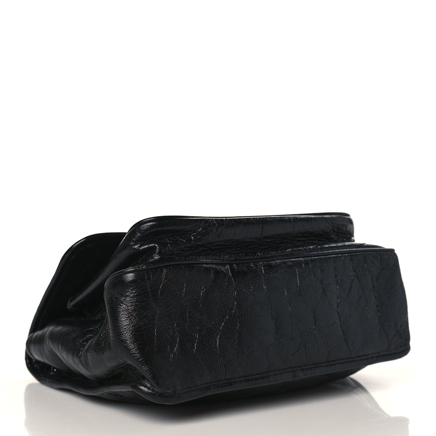 Crinkled Calfskin Matelasse Monogram Medium Niki Chain Satchel Black