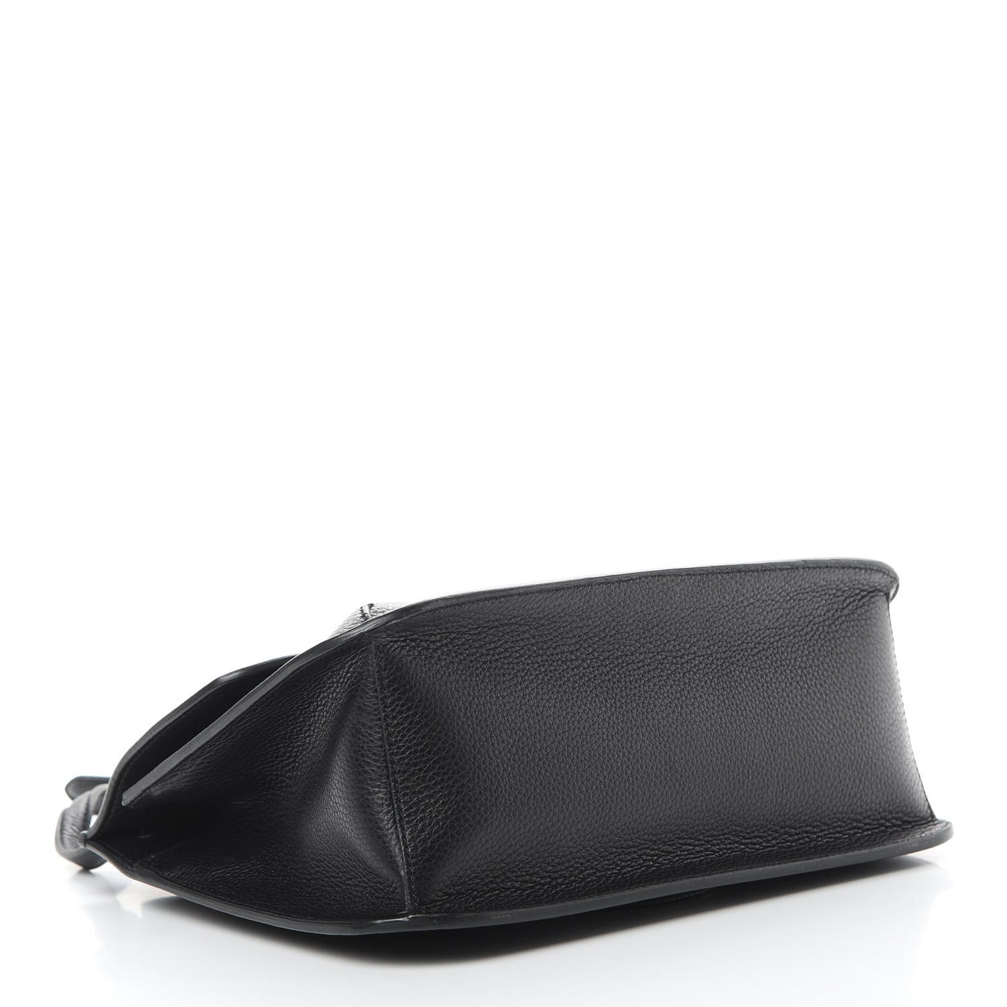 Pebbled Calfskin Medium Bamboo Daily Flap Shoulder Bag Black