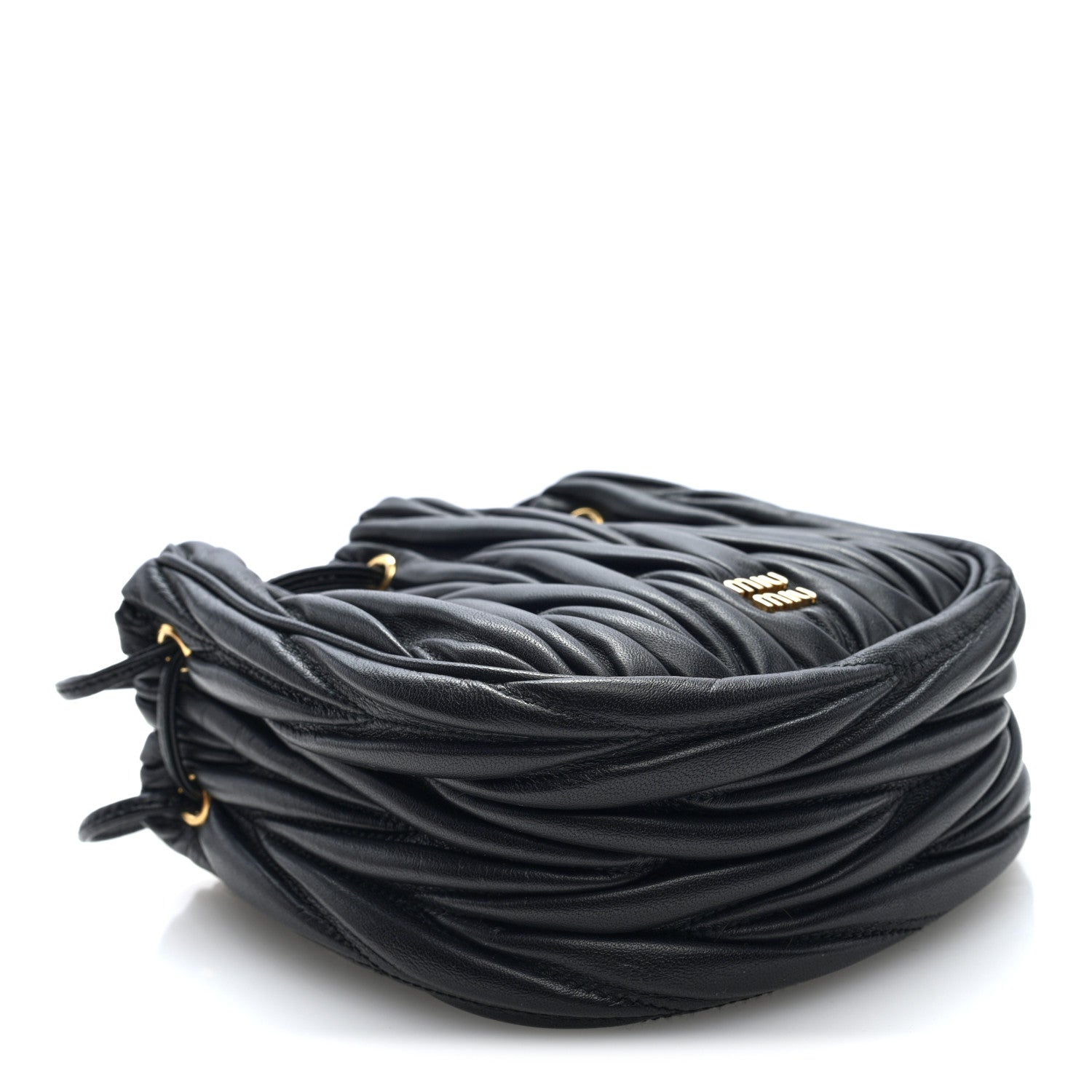 Miu Miu Nappa Matelasse Mini Drawstring Bucket Bag Black 4 of 9