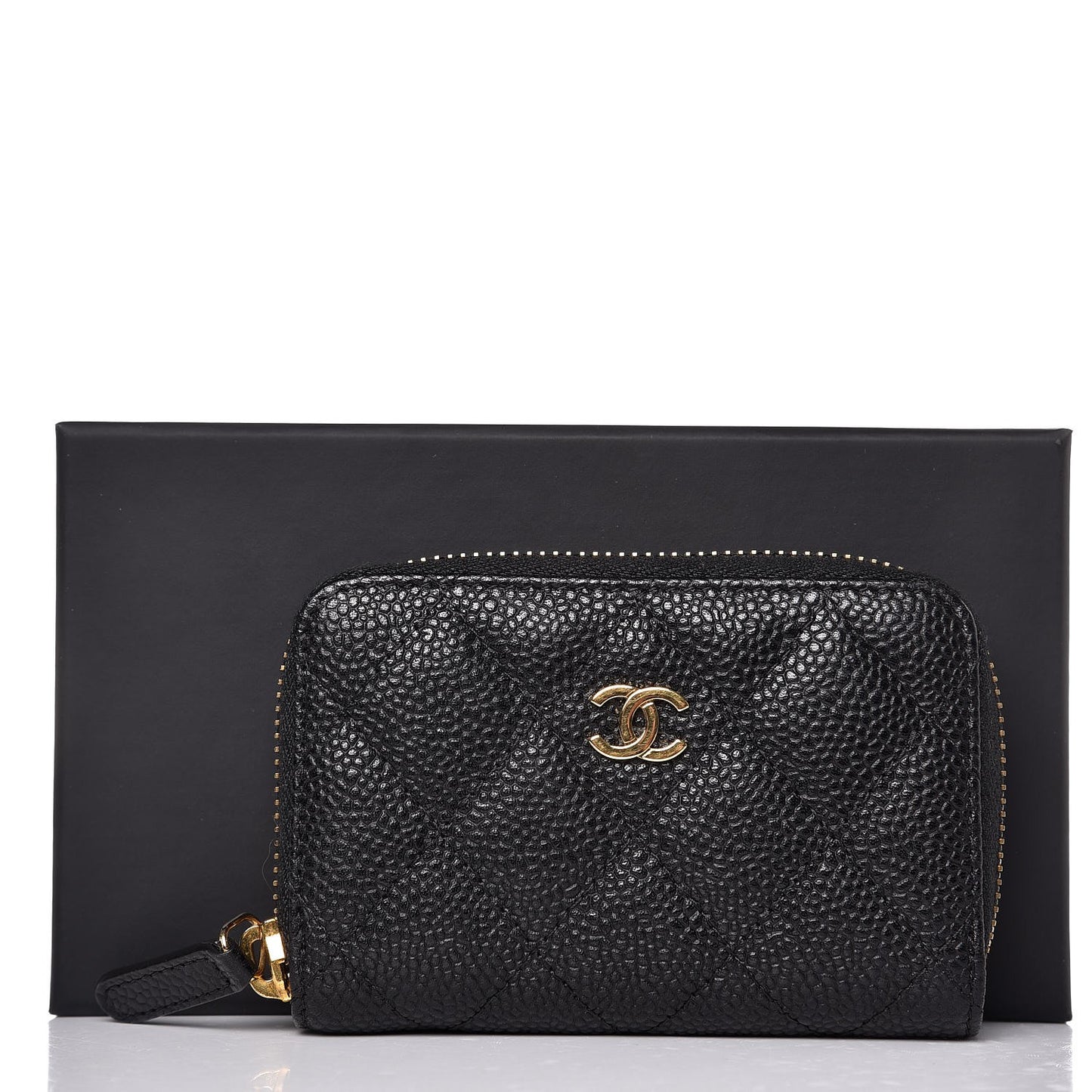 Caviar Quilted Zip Coin Purse Black