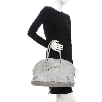 Balenciaga Agneau Classic Silver Hardware Papier Large Bowling Bag Grey 3 of 9