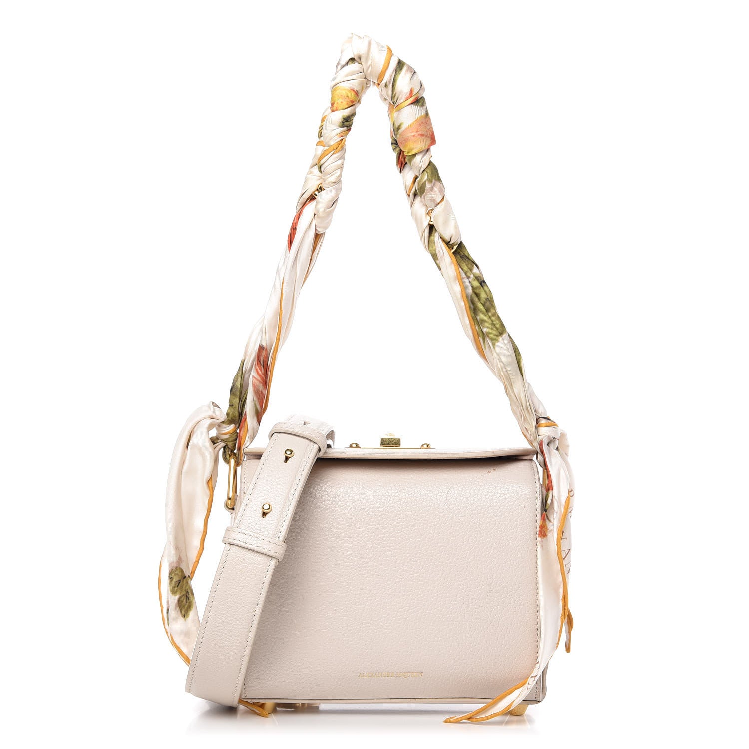 Alexander McQueen Silky Amish Grain Calfskin Scarf Box Shoulder Bag 19 Off White 1 of 13