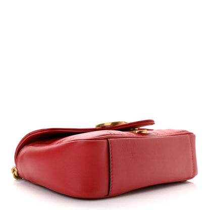 Gucci Calfskin Matelasse Mini GG Marmont Shoulder Bag Hibiscus Red 4 of 10