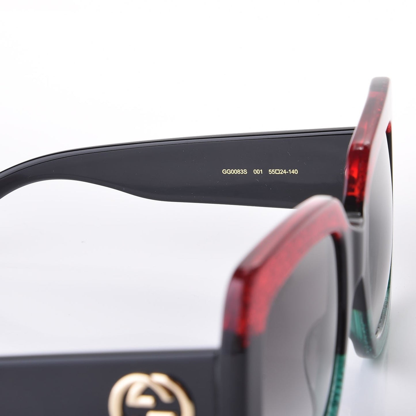 Square Frame GG0083S Sunglasses Glitter Red Black Green
