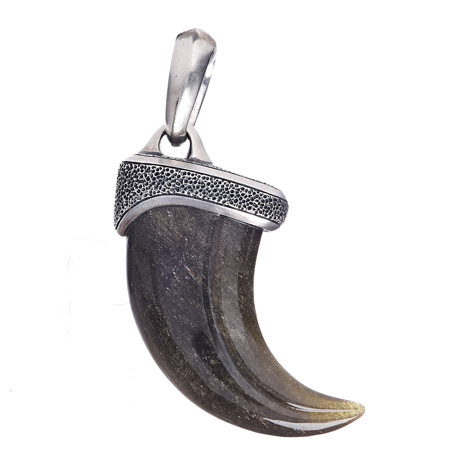 David Yurman Sterling Silver Golden Obsidian 26mm Stone Claw Amulet Pendant 1 of 3