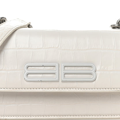 Balenciaga Extra Supple Calfskin Crocodile Embossed Gossip Chain Bag XS White 7 of 11