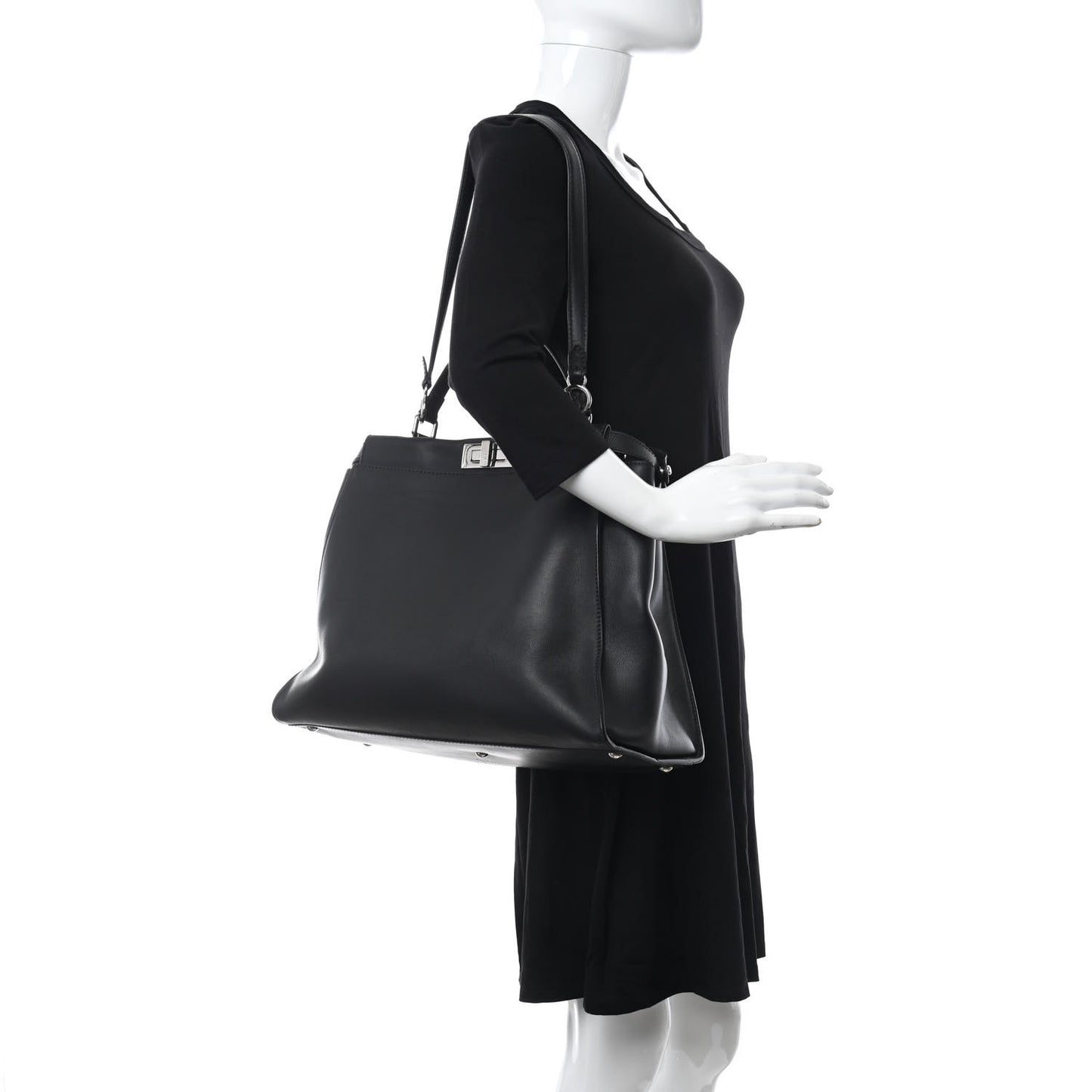 Vitello Dolce Marmol Patent Crocodile Trapuntata Large Peekaboo Iconic Satchel Black Fumo