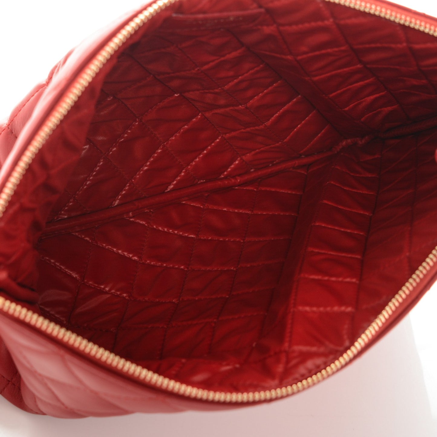 Lambskin Quilted Medium Cosmetic Case Red