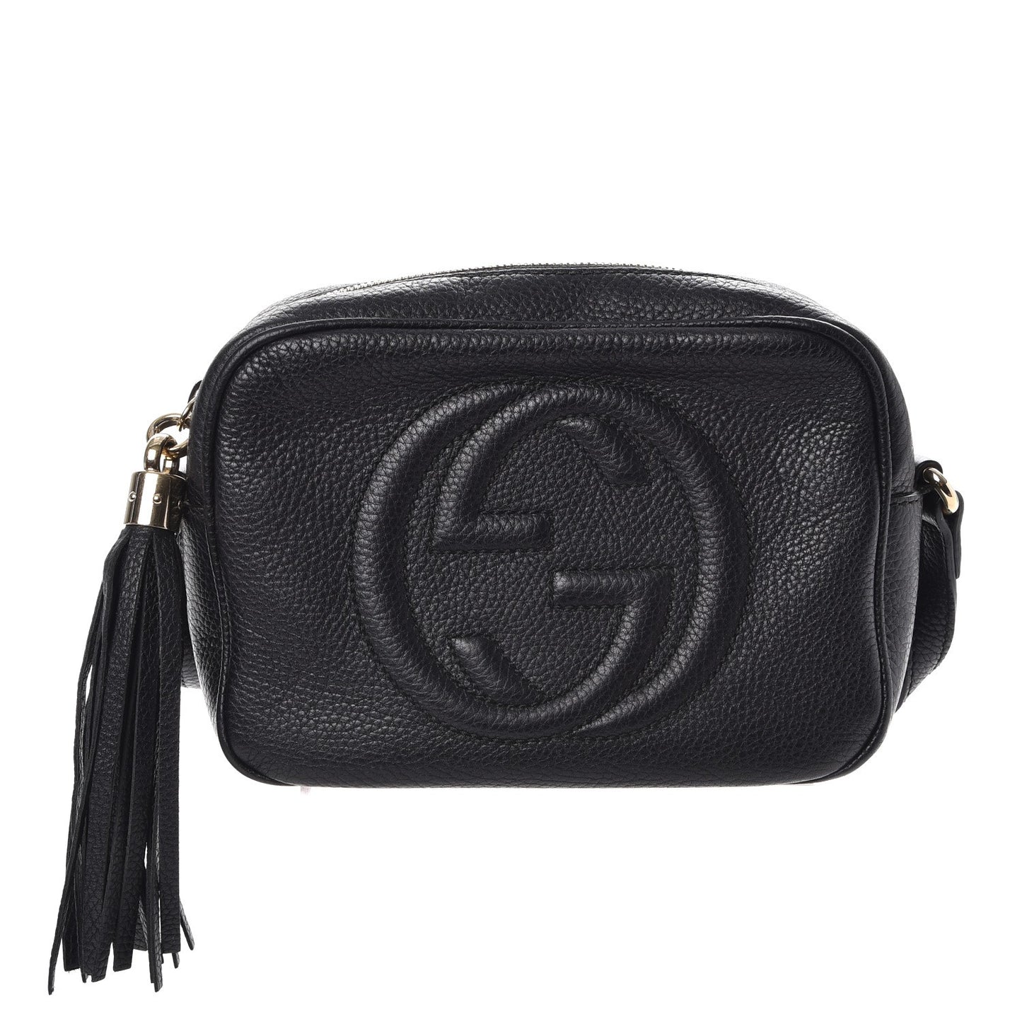 Pebbled Calfskin Small Soho Disco Bag Black
