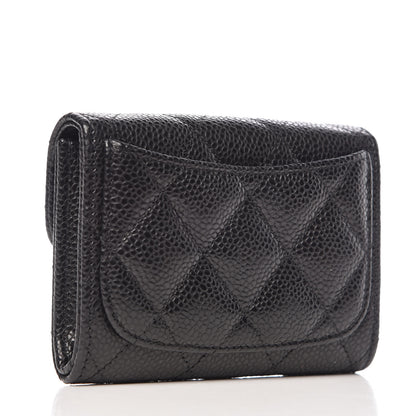 Chanel Caviar Quilted Flap Card Holder Wallet Black 3 of 8
