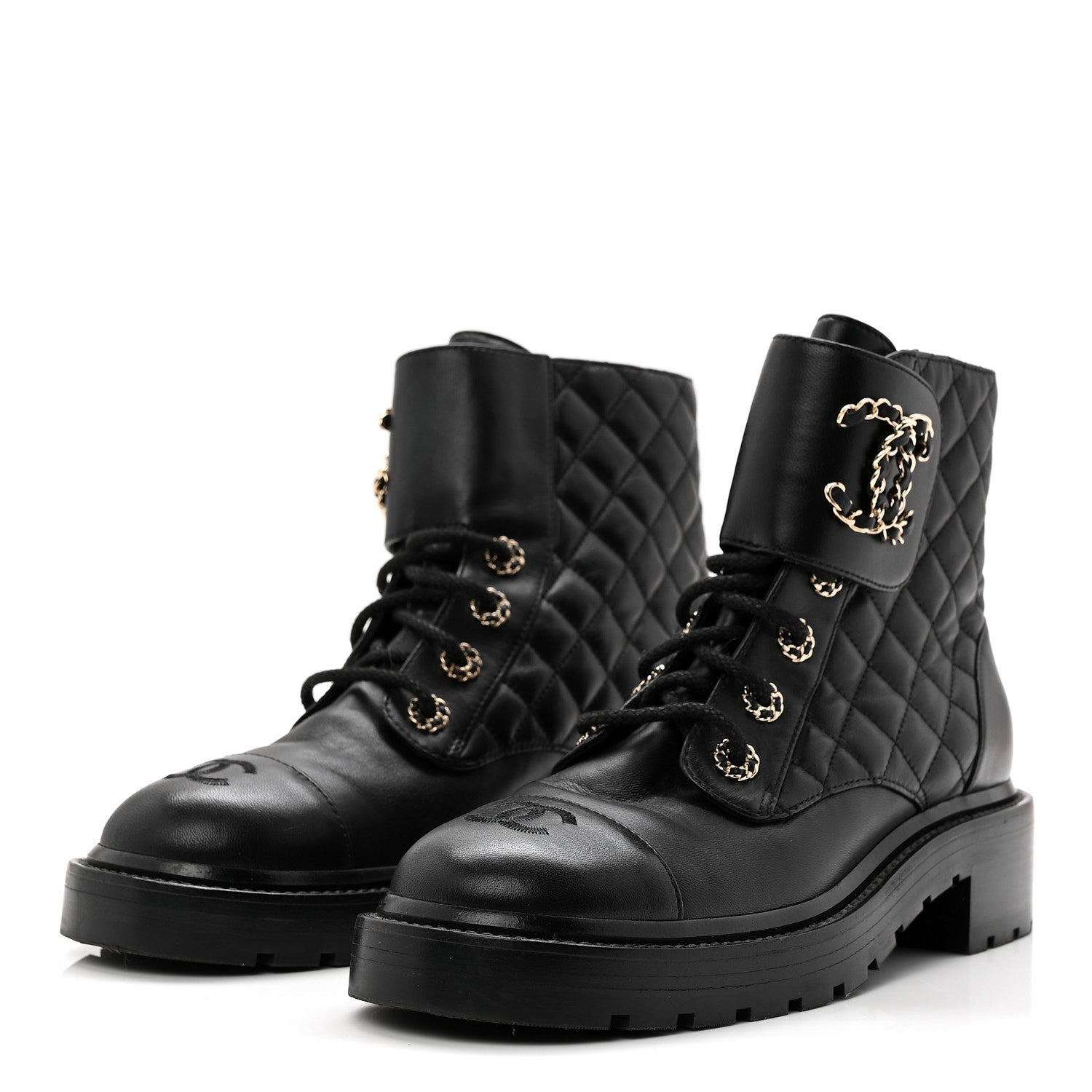 Chanel Calfskin Cap Toe CC Riding Boots 39 Black 8 of 25