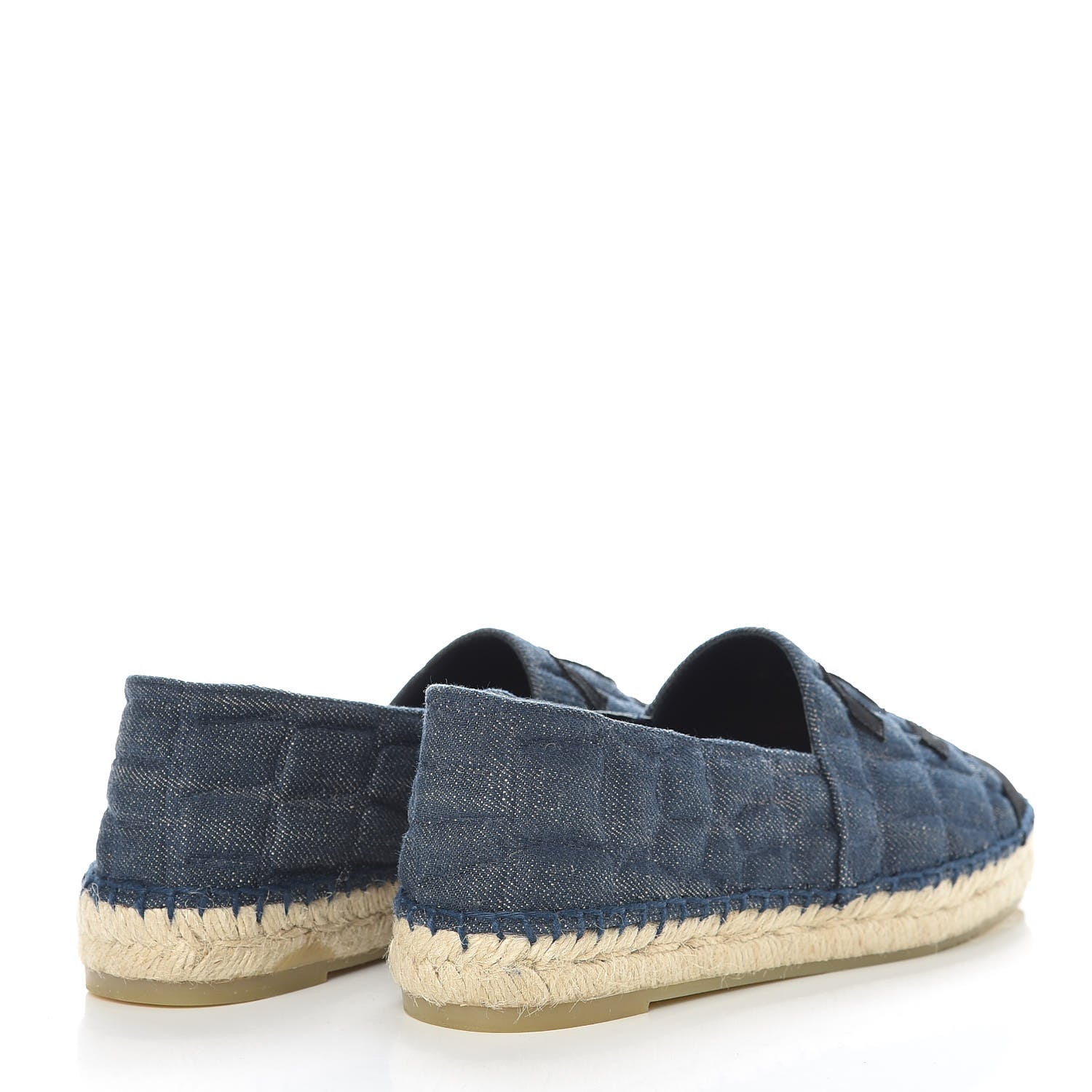 Chanel Denim Toile Embossed CC Espadrilles 37 Navy Black 4 of 8