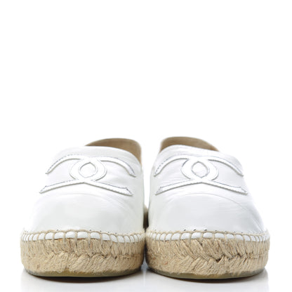 Chanel Distressed Patent CC Espadrilles 39 White Silver 2 of 12