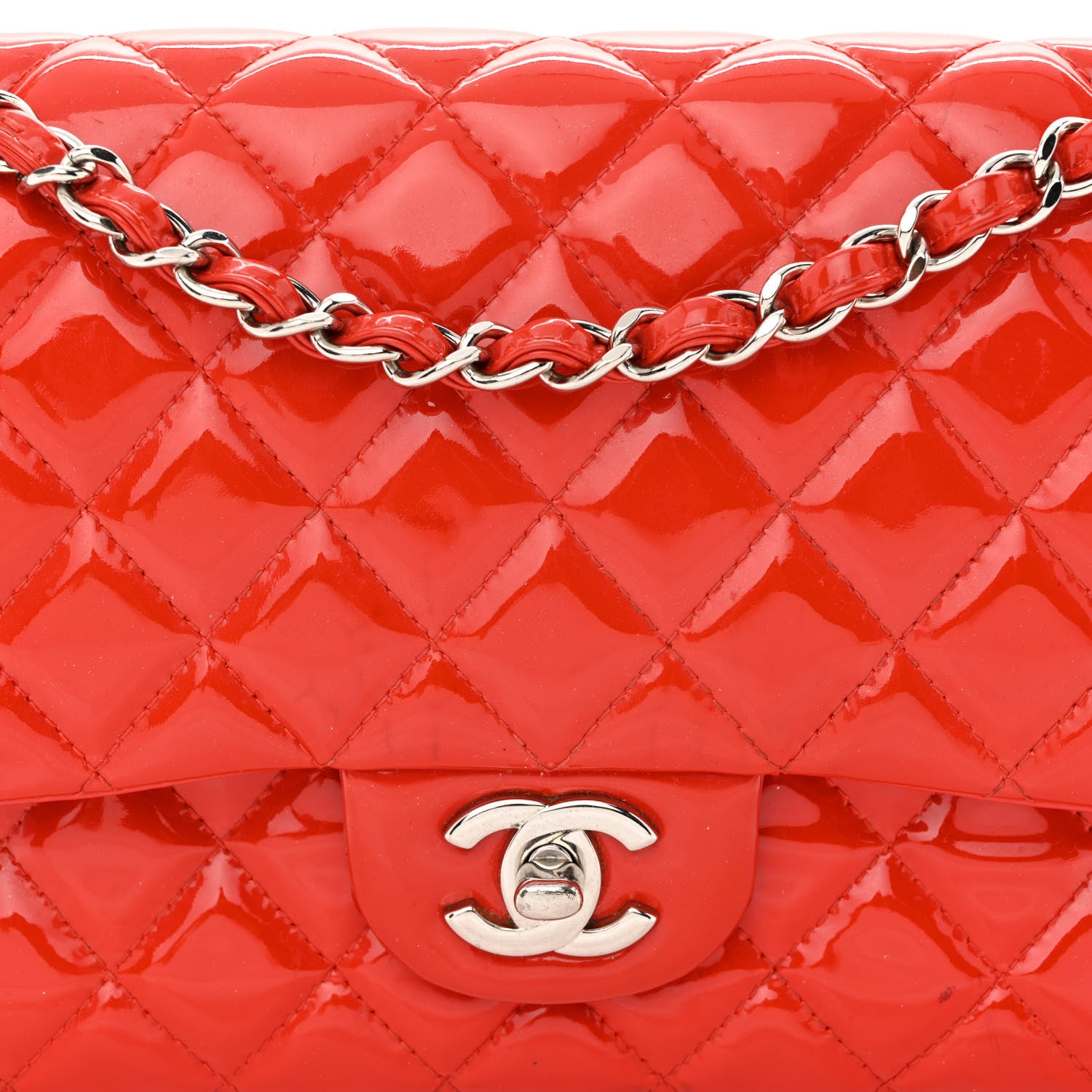 Chanel Patent Calfskin Quilted Medium Double Flap Red 8 of 18