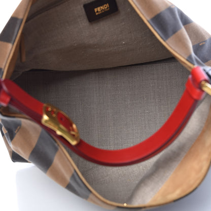 Fendi Pequin Cuoio Vegetale Large Hobo Tobacco Rosso Black 5 of 13