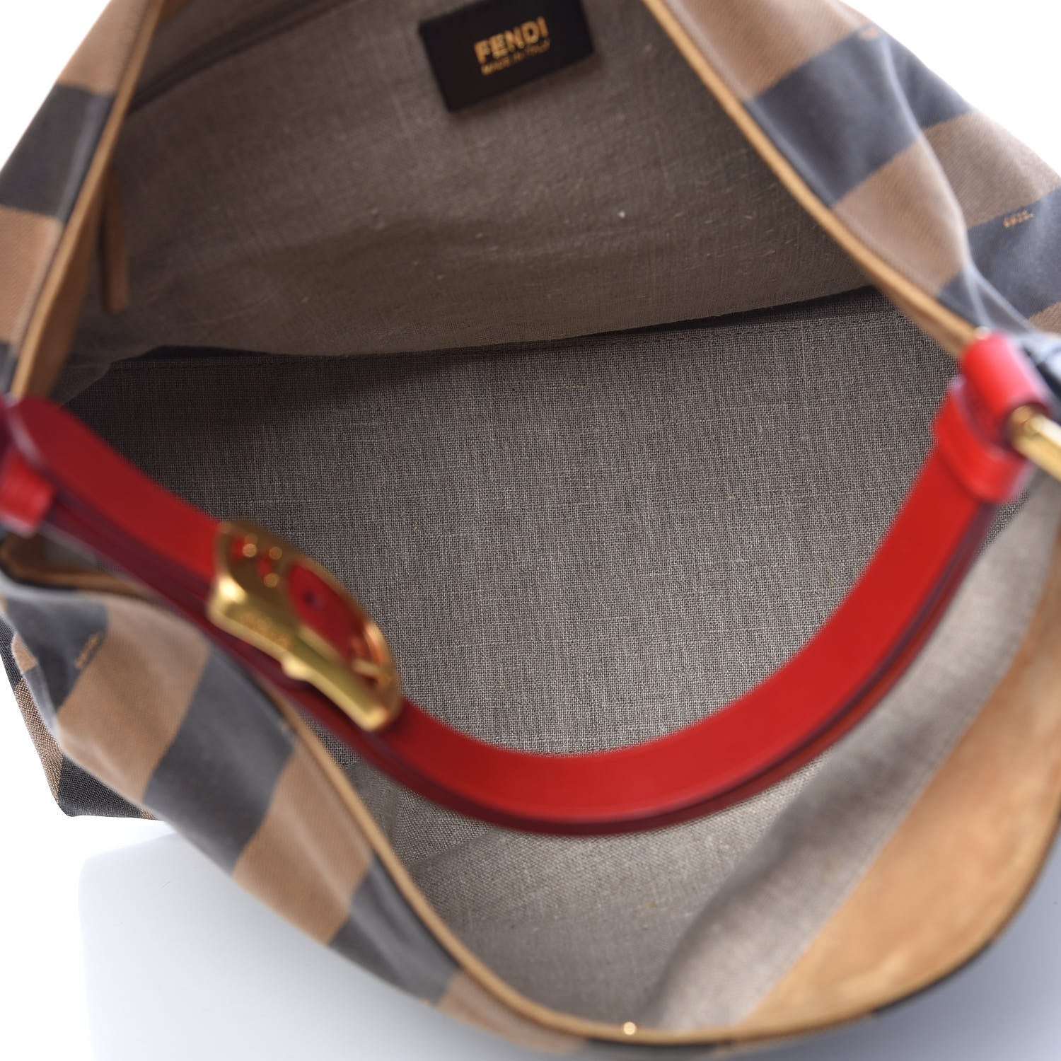 Fendi Pequin Cuoio Vegetale Large Hobo Tobacco Rosso Black 5 of 13