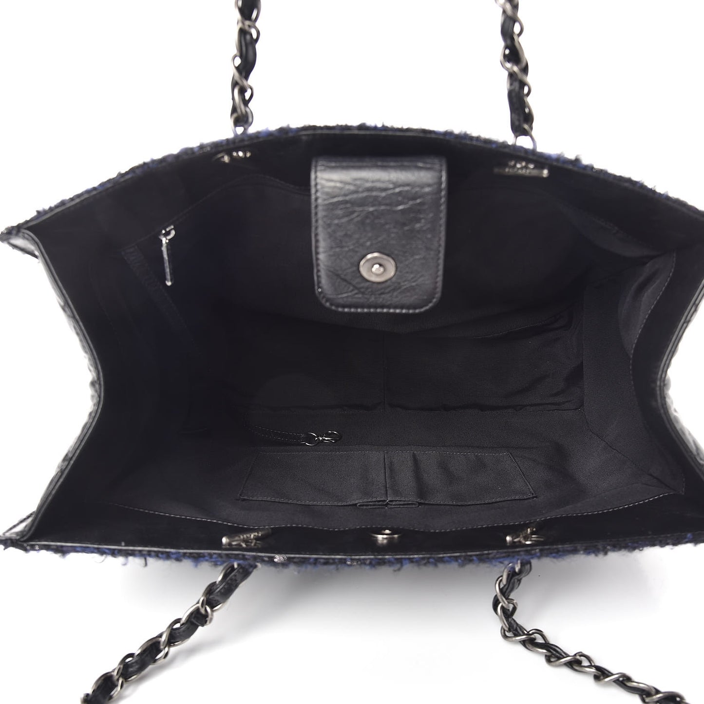 Aged Calfskin Quilted Tweed Large Secrets Tote Black
