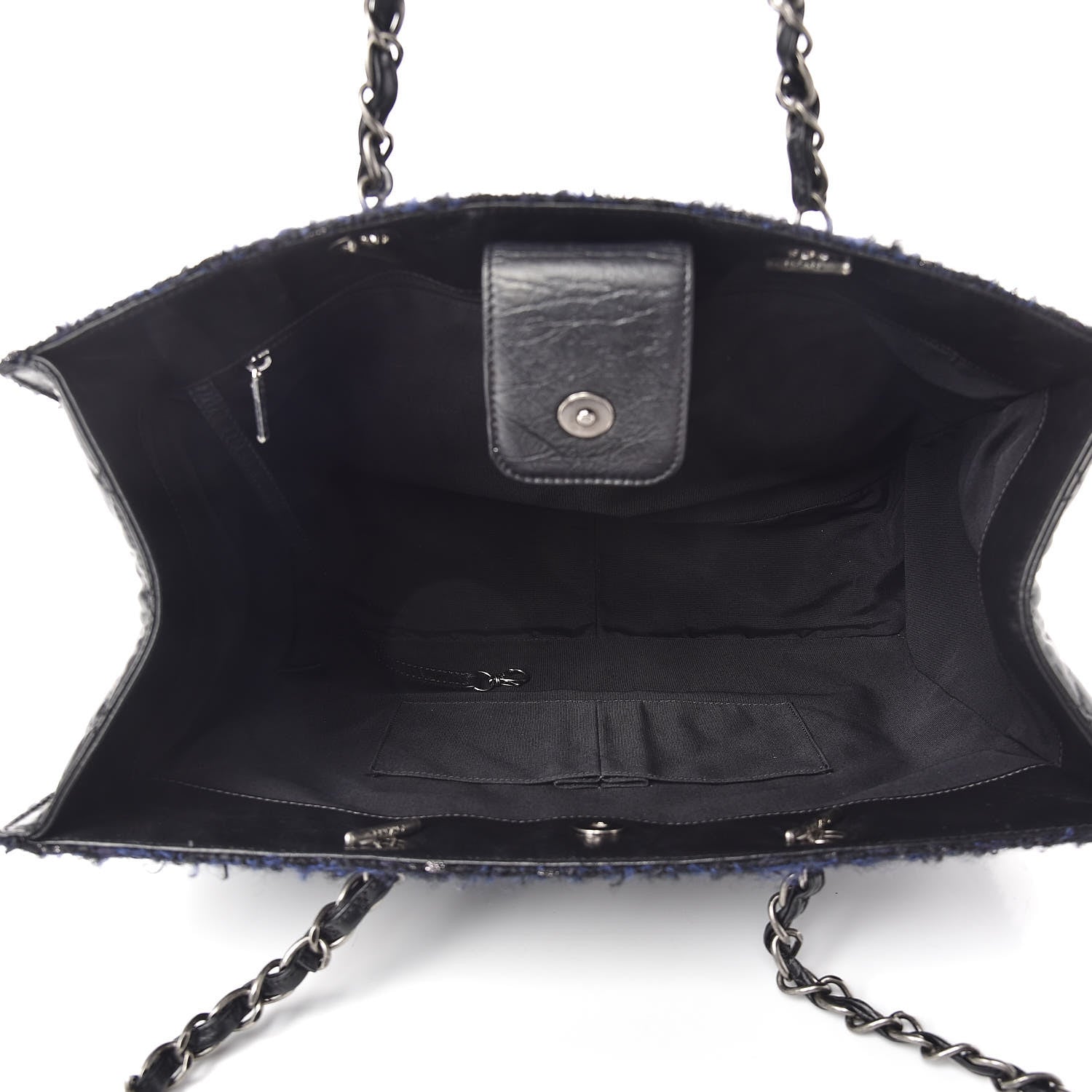 Chanel Aged Calfskin Quilted Tweed Large Secrets Tote Black 5 of 11