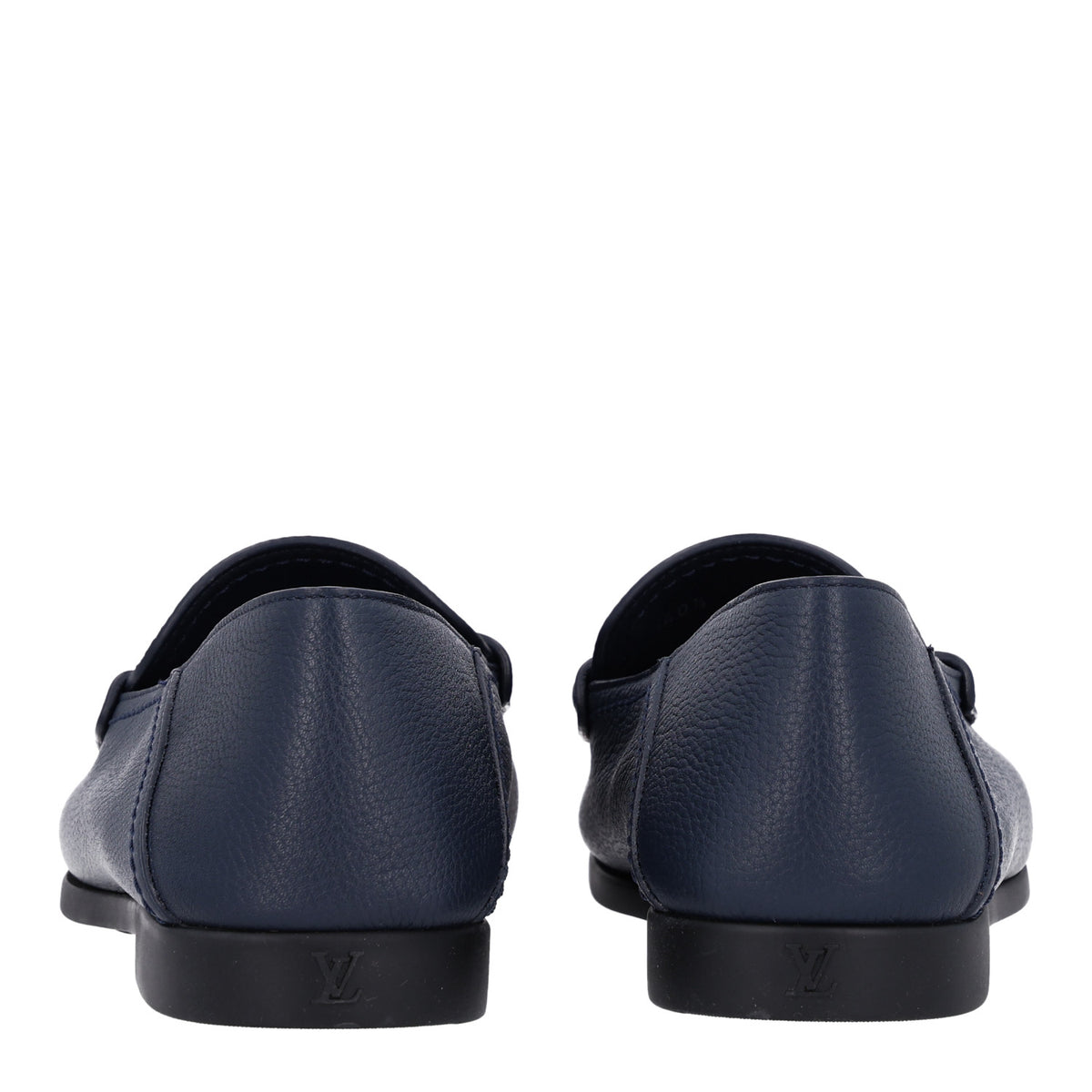 Grained Calfskin Ivy Loafers 40.5 Navy Blue