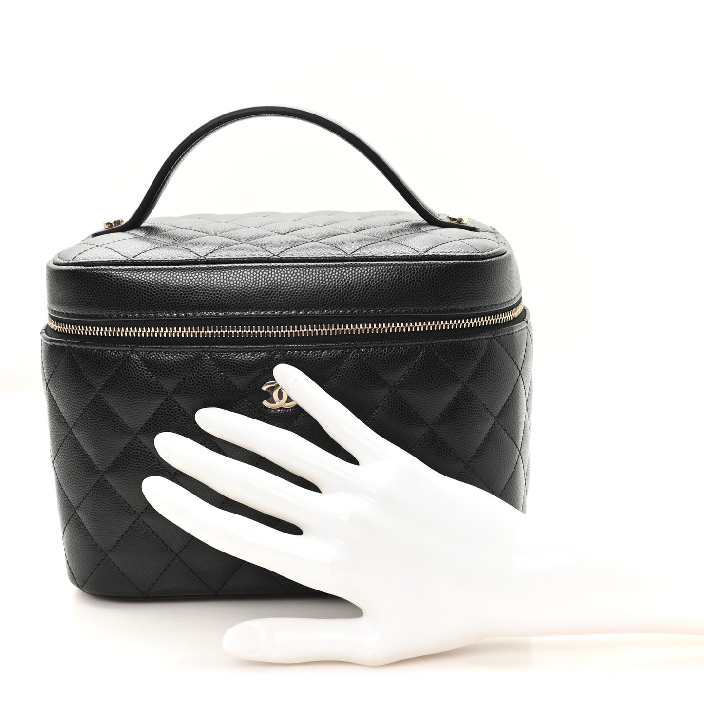 Caviar Quilted Large Vanity Pouch Black