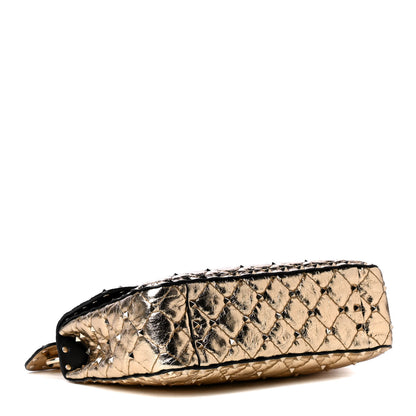 Valentino Garavani Metallic Wrinkled Lambskin Medium Rockstud Spike Shoulder Bag Mekong 3 of 4
