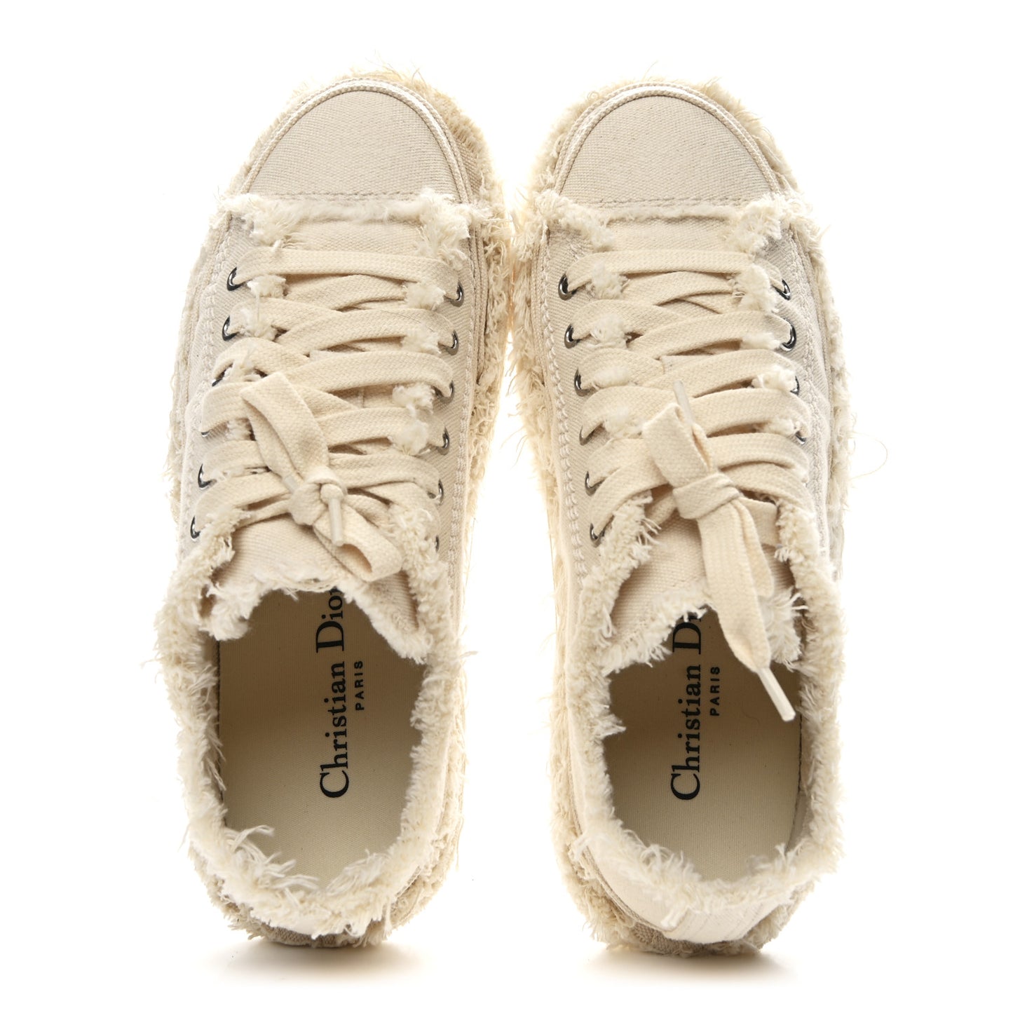 Frayed Canvas Embroidered Logo D-Blaze Sneakers 37 Ecru