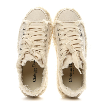 Christian Dior Frayed Canvas Embroidered Logo D-Blaze Sneakers 37 Ecru 2 of 10