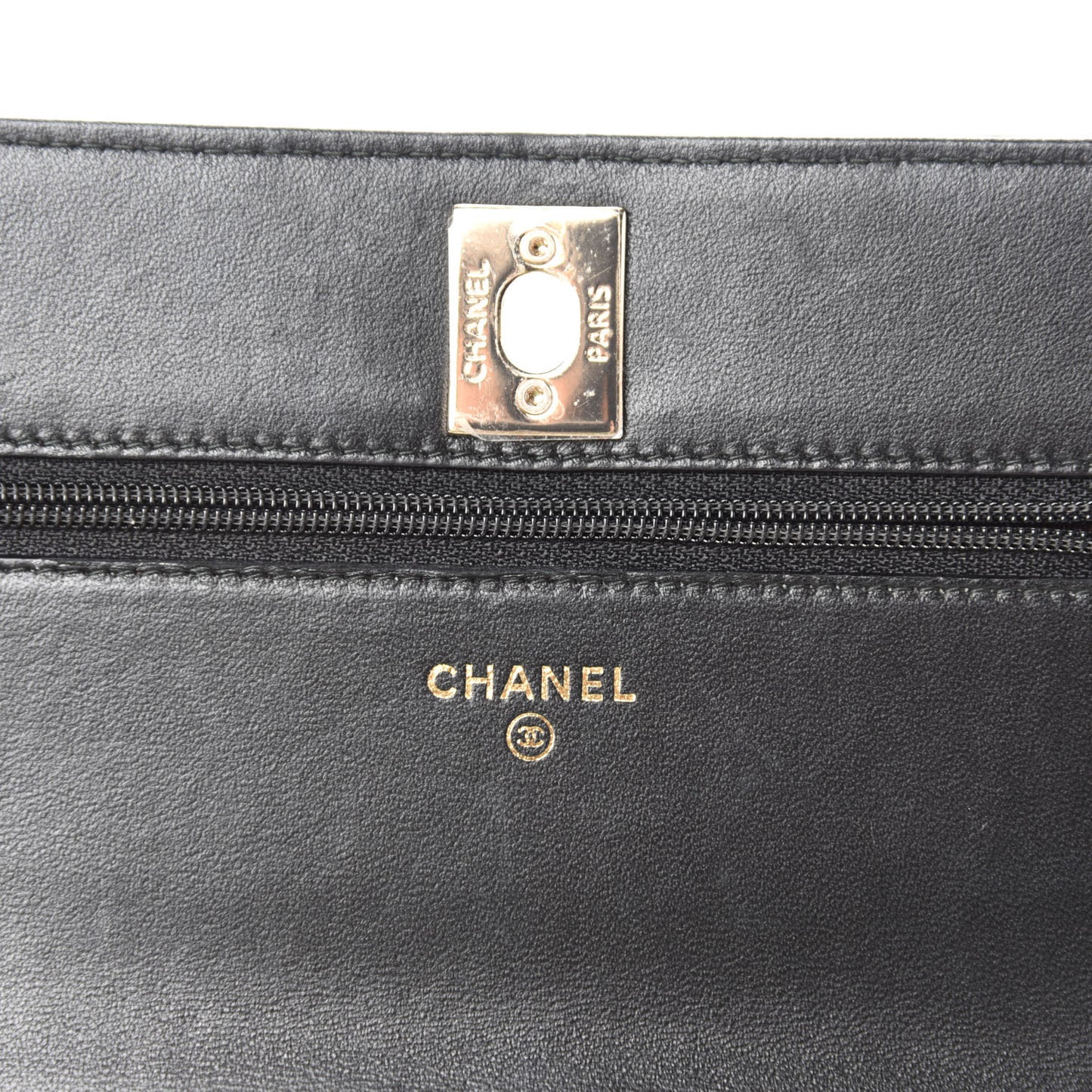Lambskin Quilted Trendy CC Wallet On Chain WOC Black