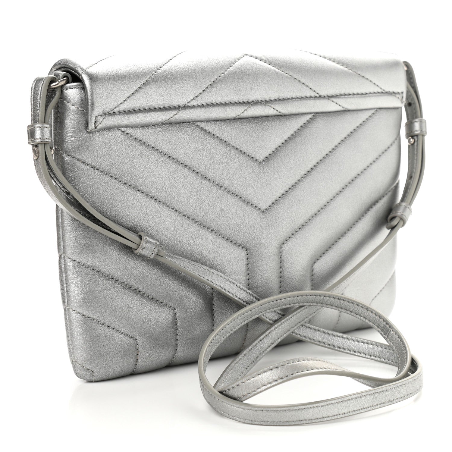 Saint Laurent Calfskin Y Quilted Monogram Loulou Flap Bag Argento 3 of 11
