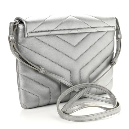 Saint Laurent Calfskin Y Quilted Monogram Loulou Flap Bag Argento 3 of 11