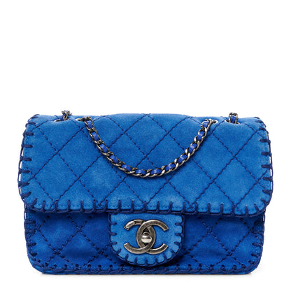 Chanel Suede Quilted Whipstitch Mini Flap Blue 1 of 9