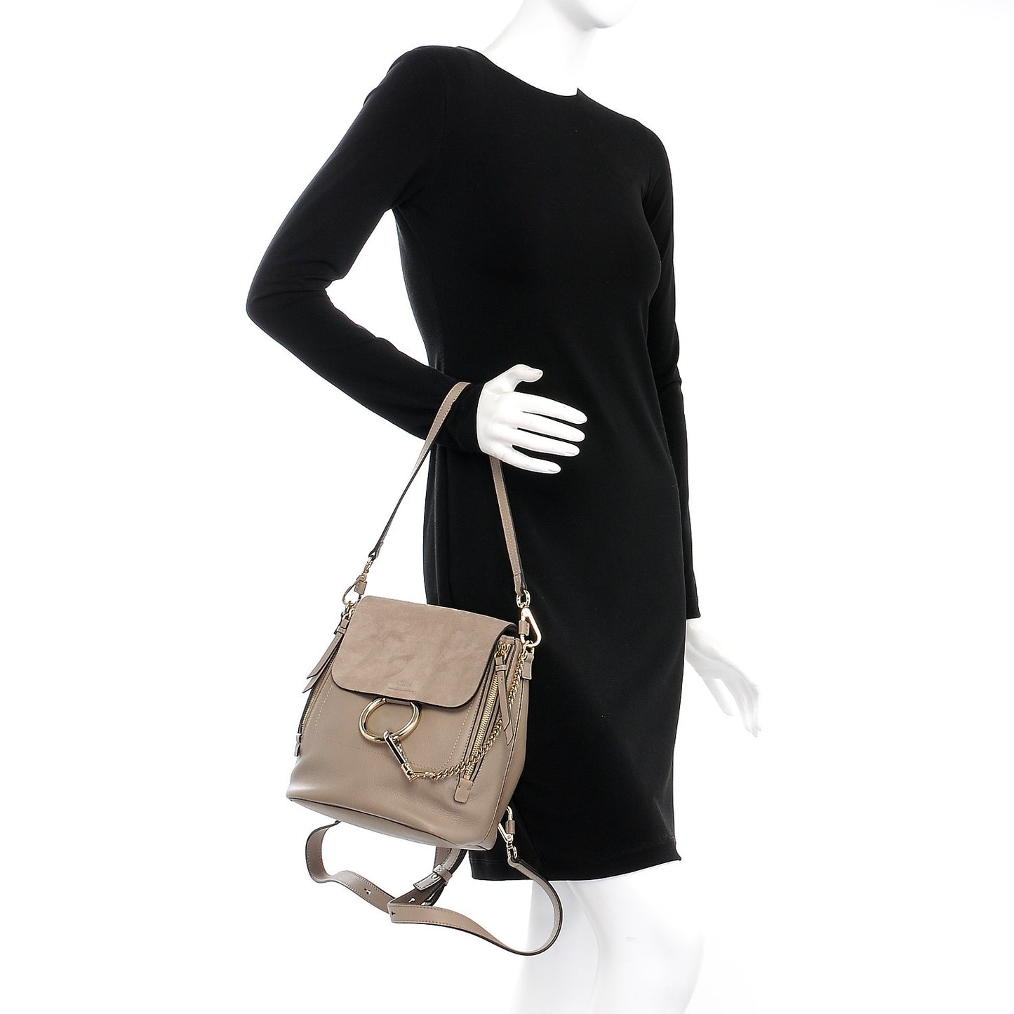 Suede Calfskin Small Faye Backpack Motty Grey