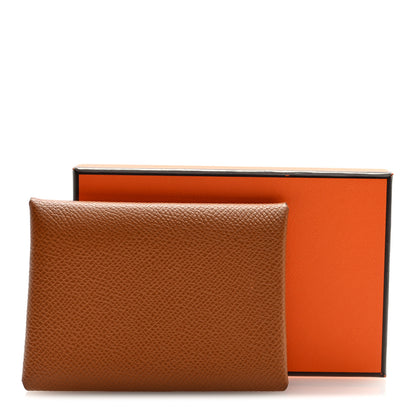 Hermes Epsom Calvi Duo Card Case Gold 8 of 8