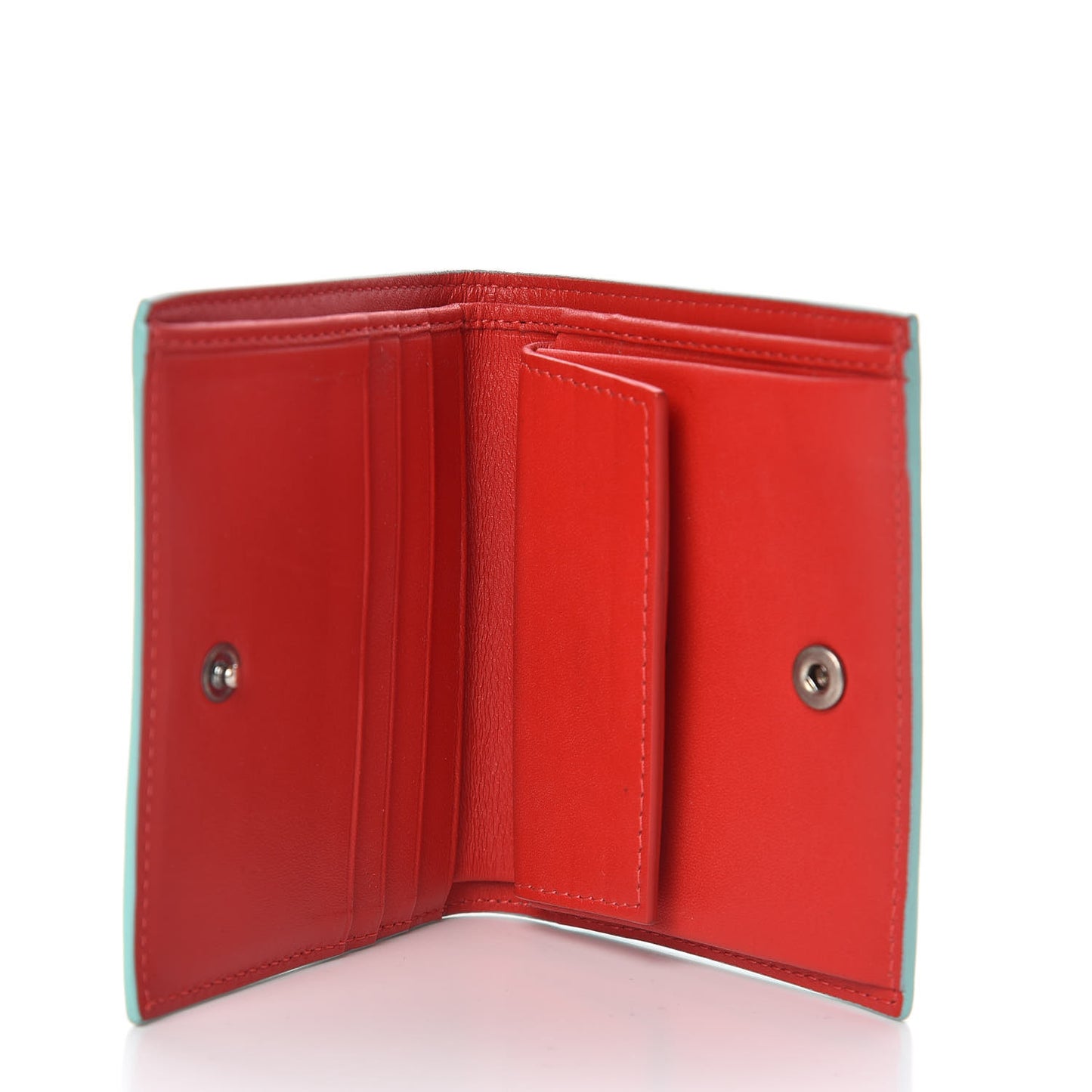 Calfskin Spiked Bi-Fold Wallet Turquoise