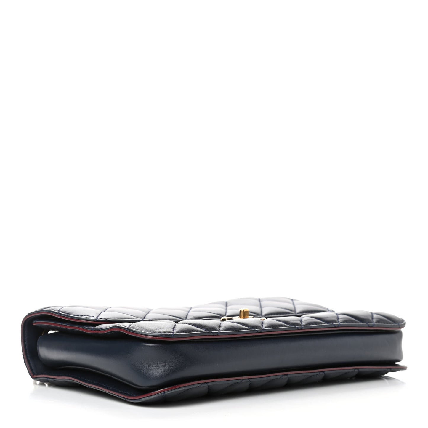 Calfskin Quilted Large Perfect Edge Flap Black