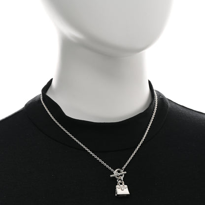 Hermes Sterling Silver Birkin Amulette Pendant Necklace 2 of 5