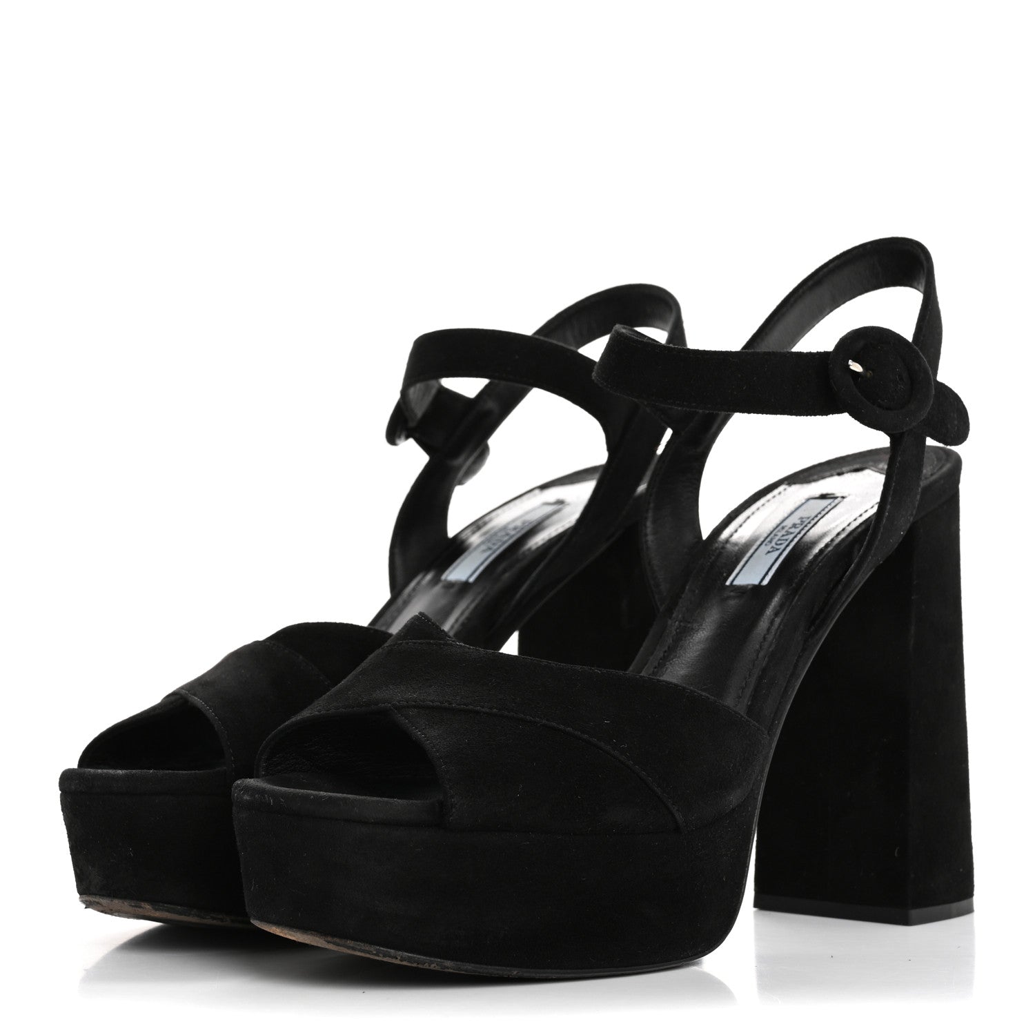 Prada Suede Platform Sandals 39 Black 4 of 12