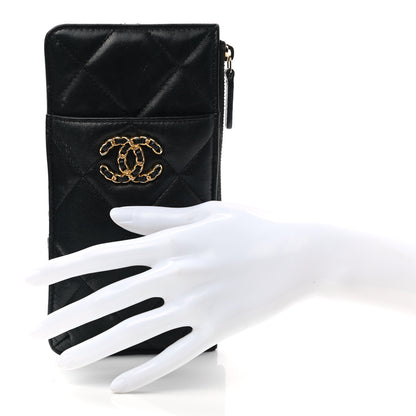 Chanel Lambskin Quilted Chanel 19 Phone and Card Holder Black 2 of 12
