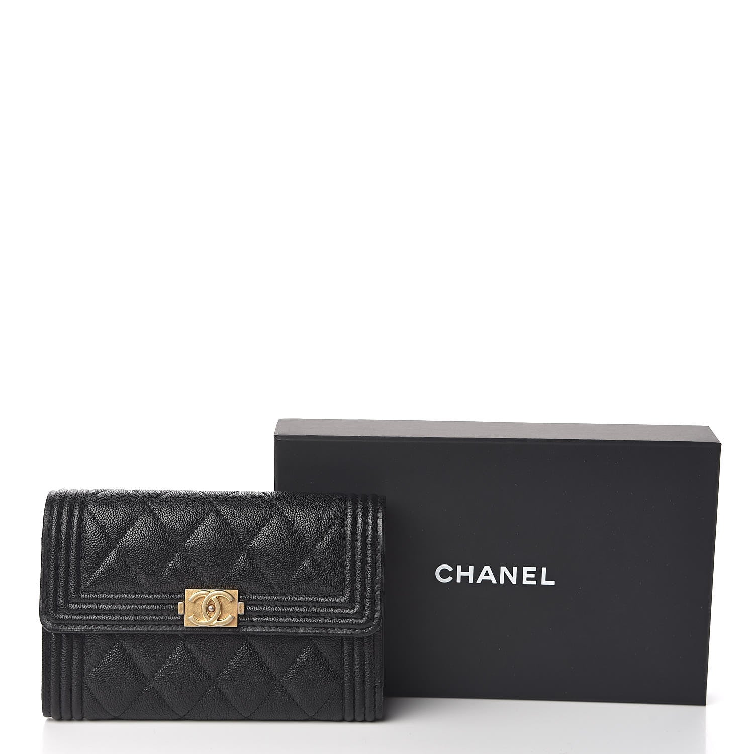 Chanel Caviar Quilted Medium Boy Flap Wallet Black 9 of 9