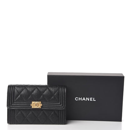 Chanel Caviar Quilted Medium Boy Flap Wallet Black 9 of 9