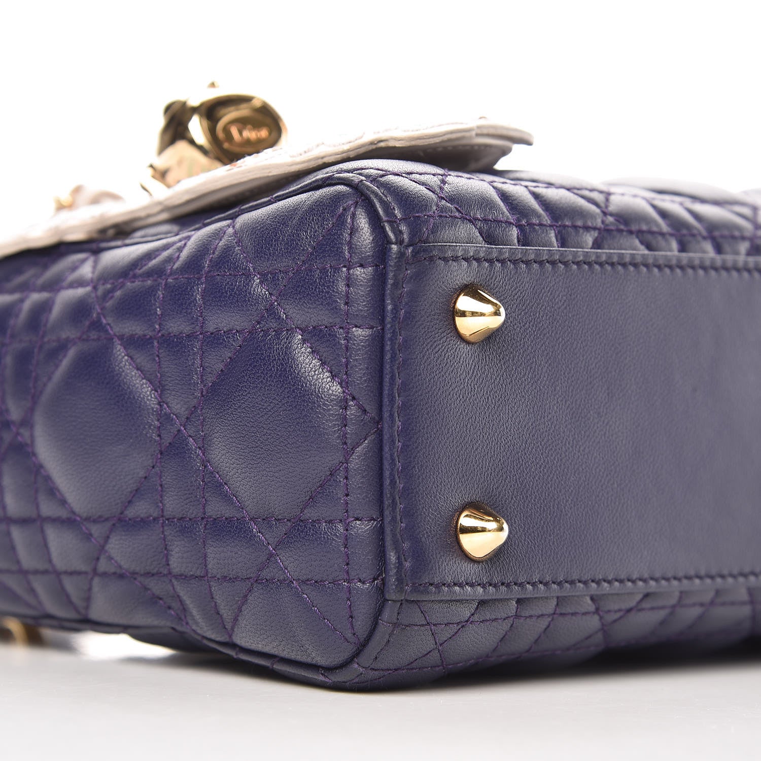 Christian Dior Lambskin Cannage Small Jeweled Owl Lady Dior Blue 9 of 11