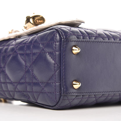 Christian Dior Lambskin Cannage Small Jeweled Owl Lady Dior Blue 9 of 11