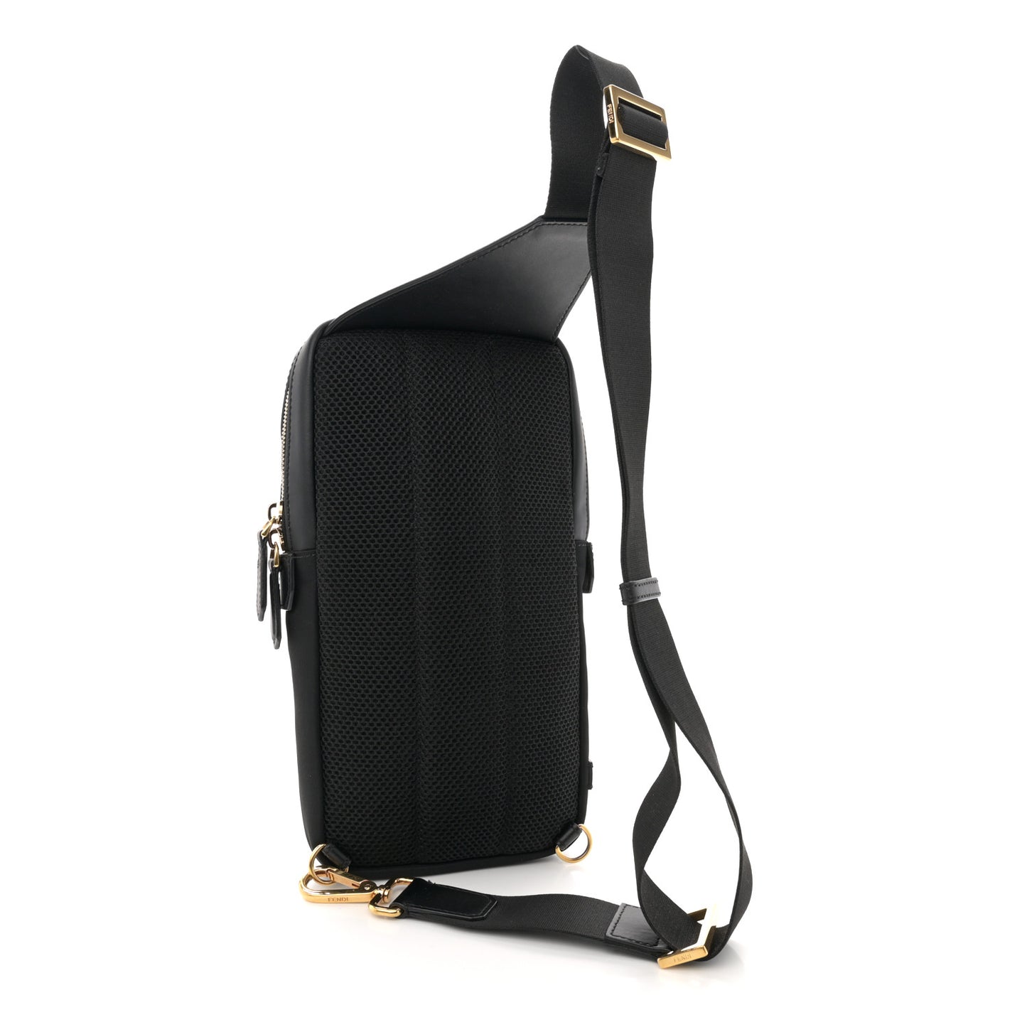 Nylon Vitello Liberty Metal Monster Eyes Sling Bag Black