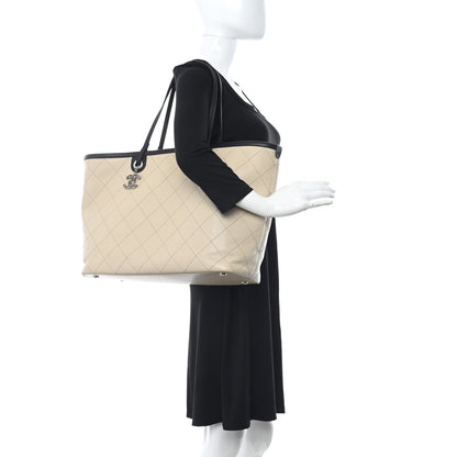 Chanel Grained Calfskin Large Fever Shopping Tote Beige 2 of 16