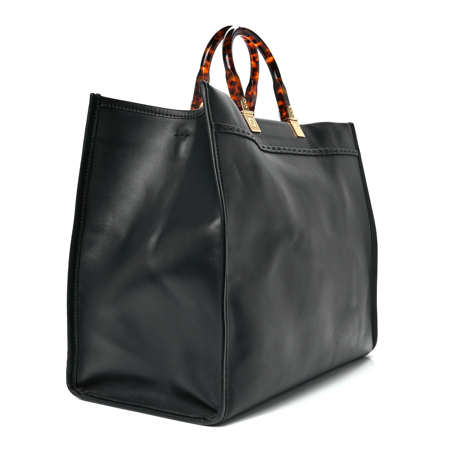 Fendi Vitello King Plexiglass Large Fendi Sunshine Shopper Tote Black 3 of 10
