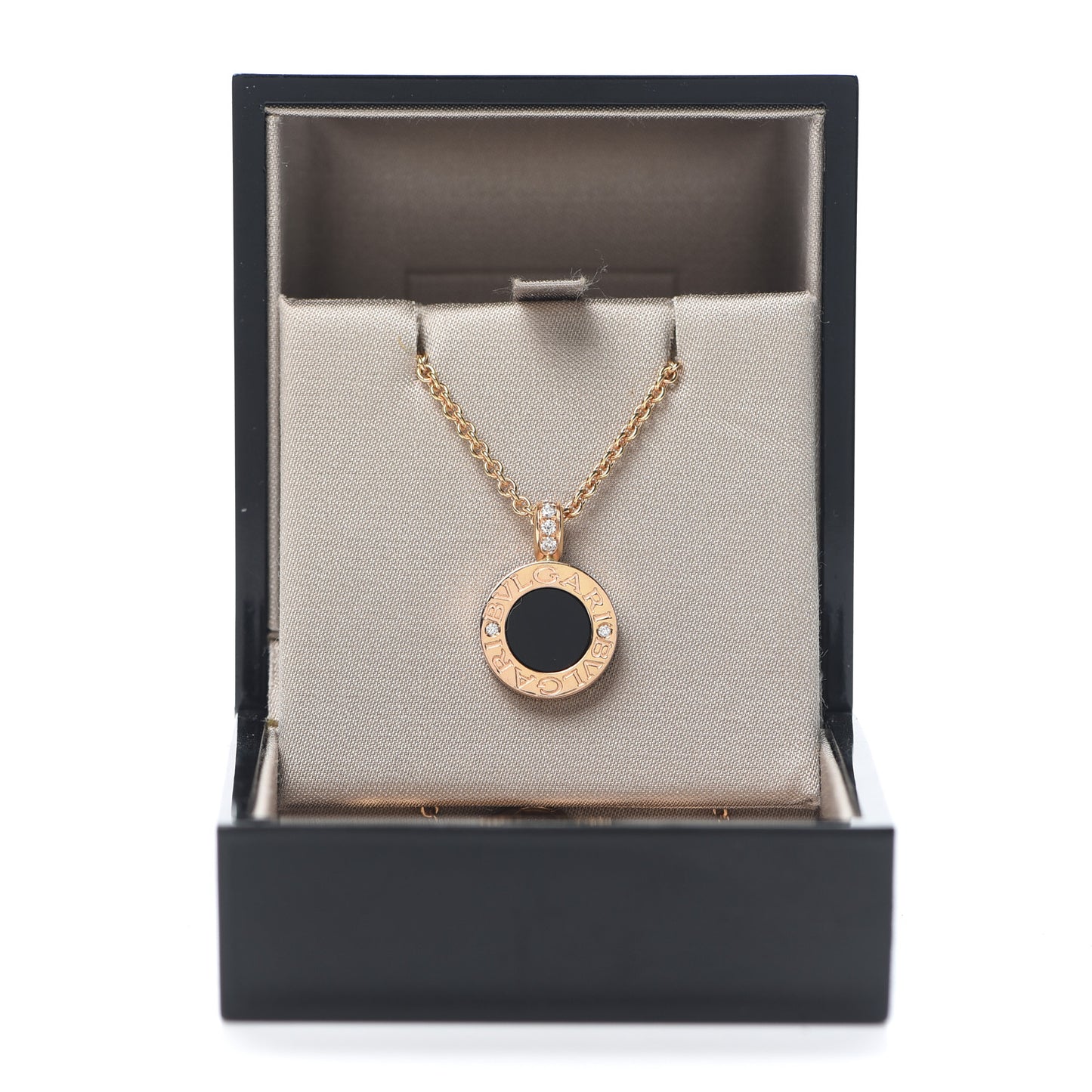 18K Yellow Gold Diamond Black Onyx Mother of Pearl BVLGARI BVLGARI Pendant Necklace
